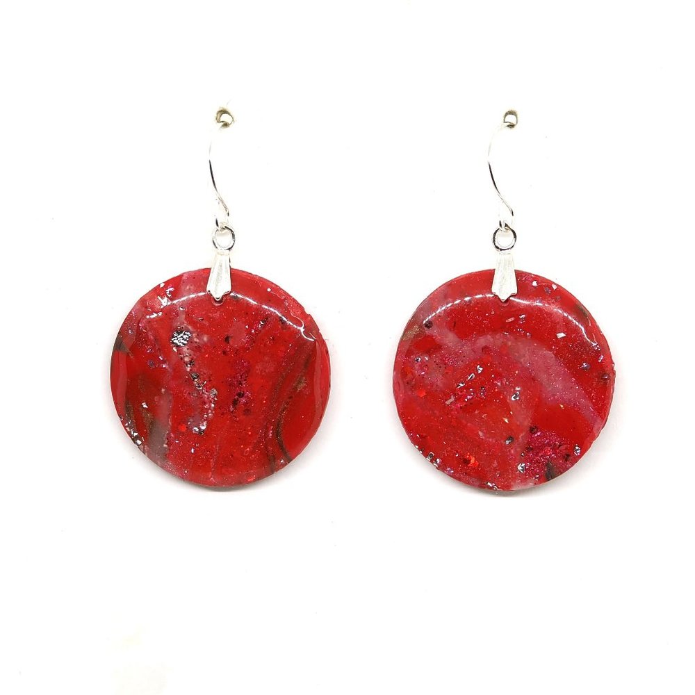 Marbled Red Earrings